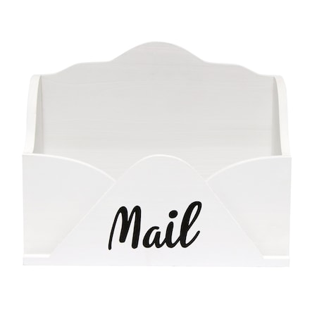 Elegant Designs Envelope Shaped Letter Holder, Bills Organizer, Storage Box Crate with Mail Script in Black, White HG2020-WHT